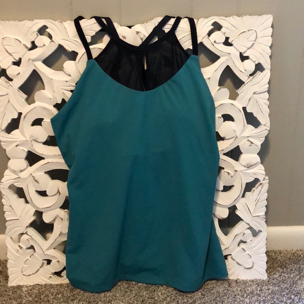 Fabletics Teal and Black Tank Top